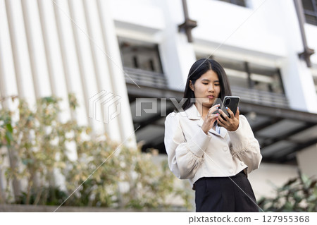 Future remote work combines technology smart phone connection online white digital business woman enable e-learning productivity while travel blend comfort modern devices serenity computer equipment Future remote work combines technology smart phone connection online white digital business woman enable e-learning productivity while travel blend comfort modern devices serenity computer equipment 127955368