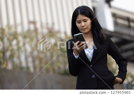 Future remote work combines technology smart phone digital business woman enable e-learning productivity while travel blend comfort modern devices serenity computer equipment connection online world 127955901