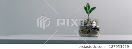 Business concept growth involves strategic financial management money loan investment bank real estate economic development encourage save buy home car education income stack investment economy return 127955969