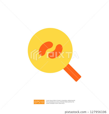 Magnifying Glass Icon in Bright Yellow and Orange Colors for Search and Analysis Concept 127956106