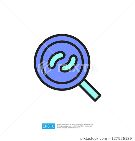 Magnifying Glass Icon Examining Germs and Bacteria for Clean and Disinfect Processes in Health and Hygiene Research Magnifying Glass Icon Examining Germs and Bacteria for Clean and Disinfect Processes in Health and Hygiene Research 127956129