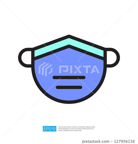 Vector Icon of a Blue Protective Face Mask Symbolizing Clean and Disinfect in Health Safety Protocols Vector Icon of a Blue Protective Face Mask Symbolizing Clean and Disinfect in Health Safety Protocols 127956138