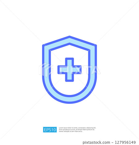 Health and Safety Shield Icon Representing Clean and Disinfect Measures in Medical Environment 127956149