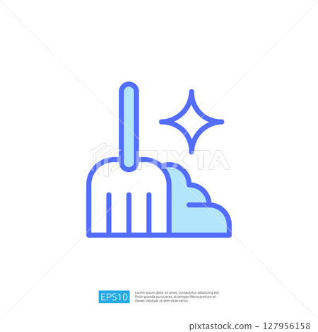 Clean And Disinfect Icon Featuring A Scooper And Sparkles Representing Hygiene And Sanitation Efforts 127956158