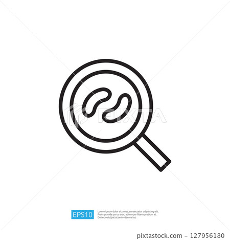 Magnifying Glass Icon Focusing on Bacteria for Clean and Disinfecting Practices in Health and Hygiene Inspections 127956180