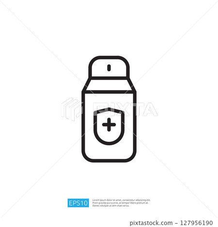Iconic Design of a Disinfectant Liquid Bottle Highlighting Clean and Hygienic Practices for Health Safety and Effective Germ Protection 127956190