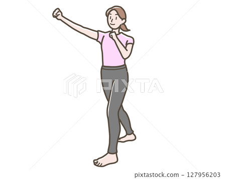 Illustration of a woman doing boxing exercise 127956203