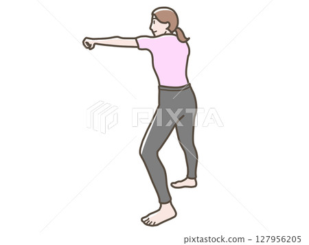 女子做拳擊練習的插圖 127956205