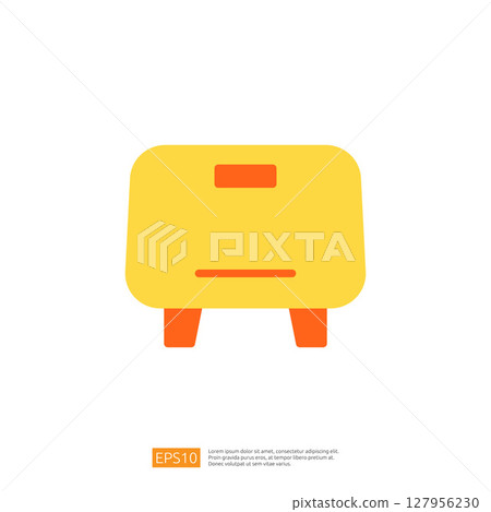 Minimalist Icon of a Clean and Disinfected Yellow Storage Unit with Orange Legs for Modern Interior Spaces 127956230