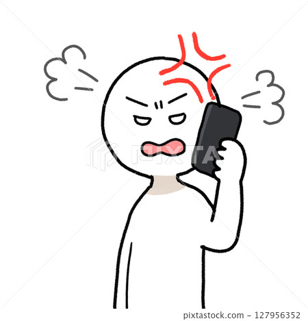 Illustration of a person being angry while on the phone Illustration of a person being angry while on the phone 127956352