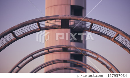 Sunset sky and arched garden trellis at Sodegaura Seaside Park 127957084