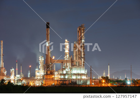Oil gas refinery plant with sky background. 127957147