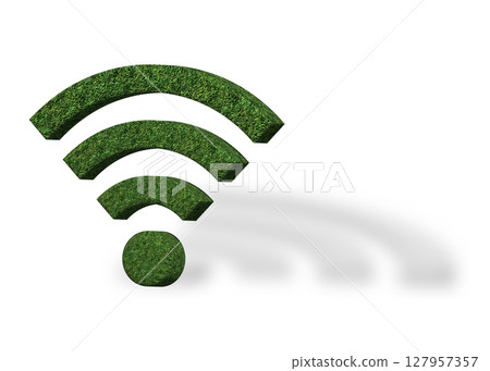 Green grass Wi-Fi mark illustration 3D pictogram 127957357