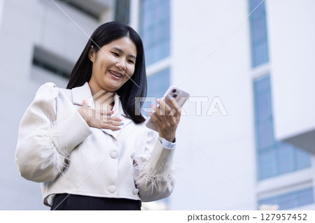 Future remote work combines technology smart phone connection online white digital business woman enable e-learning productivity while travel blend comfort modern devices serenity computer equipment 127957452