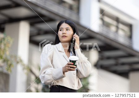 Future remote work combines technology smart phone connection online white digital business woman enable e-learning productivity while travel blend comfort modern devices serenity computer equipment 127957521