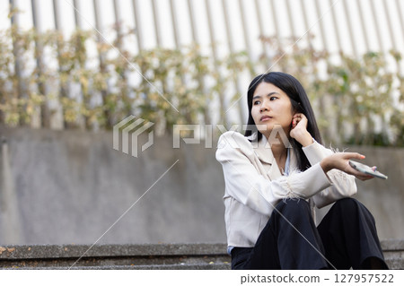 Future remote work combines technology smart phone connection online white digital business woman enable e-learning productivity while travel blend comfort modern devices serenity computer equipment 127957522