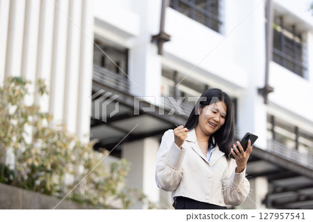 Future remote work combines technology smart phone connection online white digital business woman enable e-learning productivity while travel blend comfort modern devices serenity computer equipment 127957541