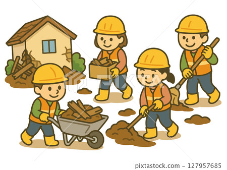 災難後的清理 127957685