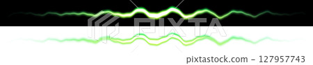Green wavy rays on black and transparent background 127957743