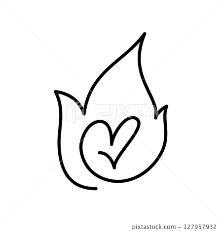 Simply line vector art depiction of fire flames logo essence capturing the icon, of warmth, vitality, and burning Simply line vector art depiction of fire flames logo essence capturing the icon, of warmth, vitality, and burning 127957932