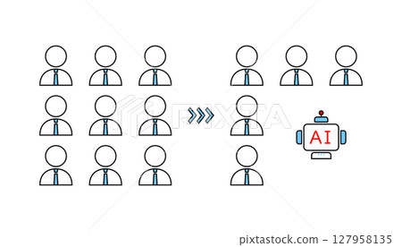 Illustration of an all-human workforce with AI added 127958135