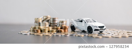 Business car concept growth involves strategic financial management money loan investment bank real estate economic development encourage accountancy save buy income stack investment economy return 127958234