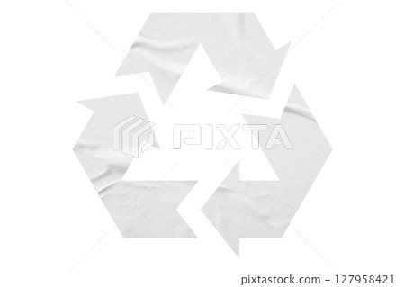 White recycle symbol paper isolated on transparent background White recycle symbol paper isolated on transparent background 127958421