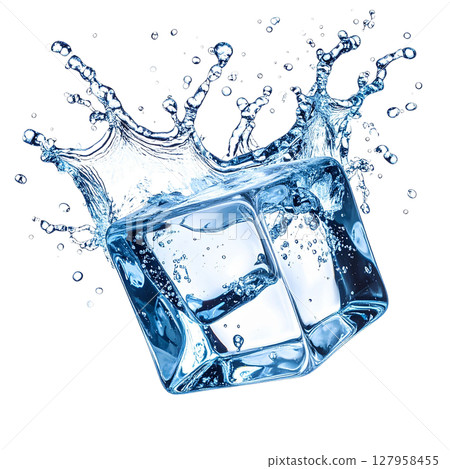 冰與水飛濺的逼真畫面，帶來清爽感受 127958455