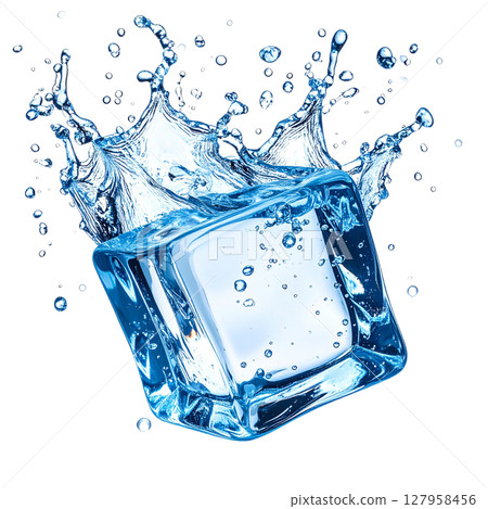 冰與水飛濺的逼真畫面，帶來清爽感受 127958456