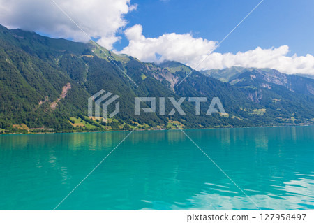 View of the Lake Brienz and Swiss Alps in Brienz, Switzerland 127958497