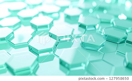 乾淨、現代的綠色六角形背景 — 用於醫療、美容和商業用途 127958650