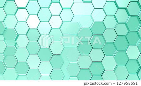 乾淨、現代的綠色六角形背景 — 用於醫療、美容和商業用途 127958651