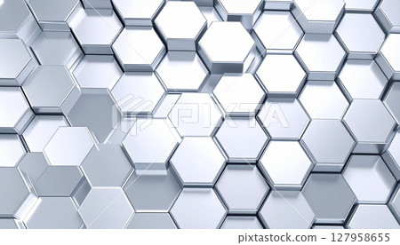 Clean and modern silver hexagon background - for medical, beauty and business use 127958655