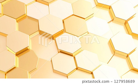 Clean and advanced gold hexagon background - for medical, beauty and business 127958689