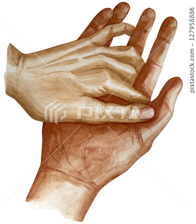 Holding hands couple in love watercolor illustration clip art. Holding hands couple in love watercolor illustration clip art. 127958886