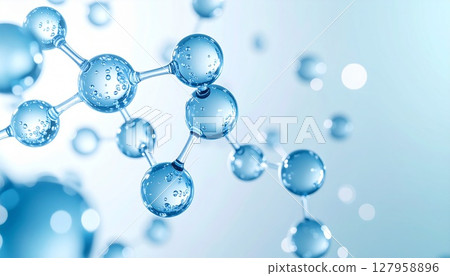 Transparent molecular structure 3D background - futuristic and clean materials for medical, beauty and business 127958896