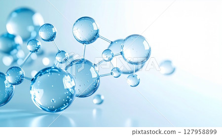 透明分子結構 3D 背景 — 用於醫療、美容和商業的未來主義清潔材料 127958899
