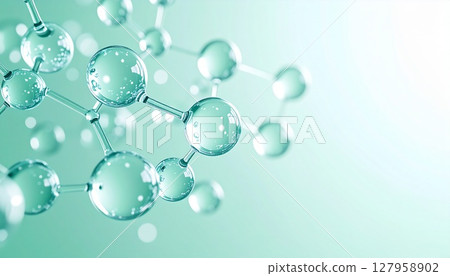 Transparent molecular structure 3D background - futuristic and clean materials for medical, beauty and business 127958902