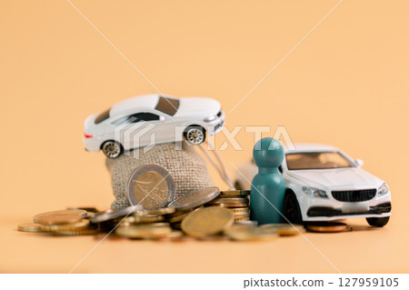 Business car concept growth involves strategic financial management money loan investment bank real estate economic development encourage accountancy save coin buy stack investment economy return 127959105