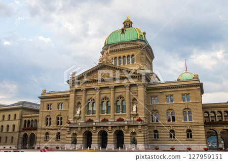 Facade of Swiss Federal Palace in Bern, Switzerland Facade of Swiss Federal Palace in Bern, Switzerland 127959151