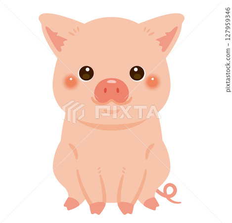 Illustration of a sitting pig Illustration of a sitting pig 127959346