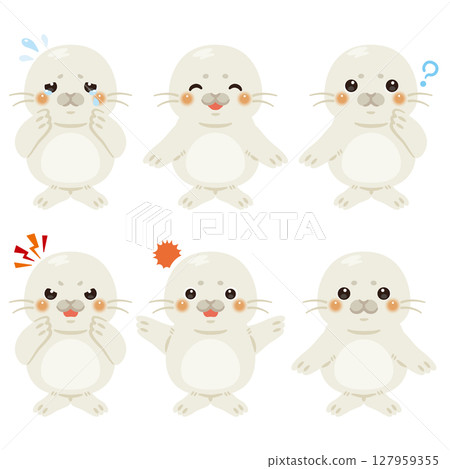 小海豹人物插圖臉部表情集 小海豹人物插圖臉部表情集 127959355
