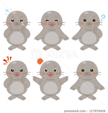 海豹人物插畫表情集 127959404