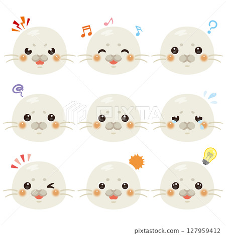小海豹插圖集 - 僅限臉部表情 小海豹插圖集 - 僅限臉部表情 127959412