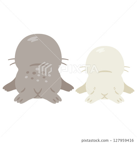 Seal parent and child back illustration set Seal parent and child back illustration set 127959416