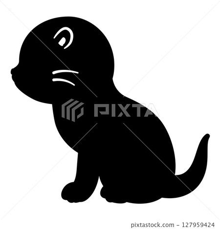 Silhouette of a sitting otter lying sideways 127959424
