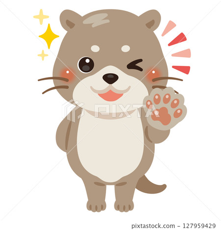 水獺發出好兆頭的人物插圖 水獺發出好兆頭的人物插圖 127959429