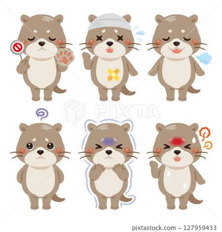 Set of otter characters in various states 127959433