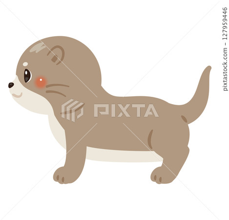 水獺的側面插圖 127959446
