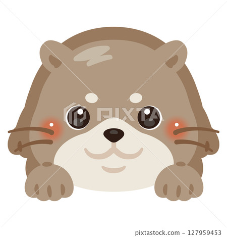 一隻面朝下躺著的水獺的插圖 127959453
